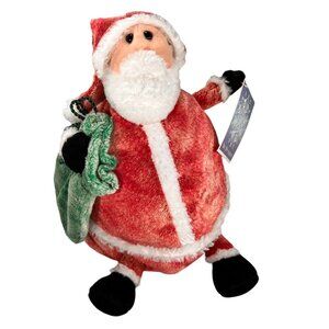 Commonwealth Plush 2001 Santa Claus Stuffed Plump Round Toy Sack Chubby Tags